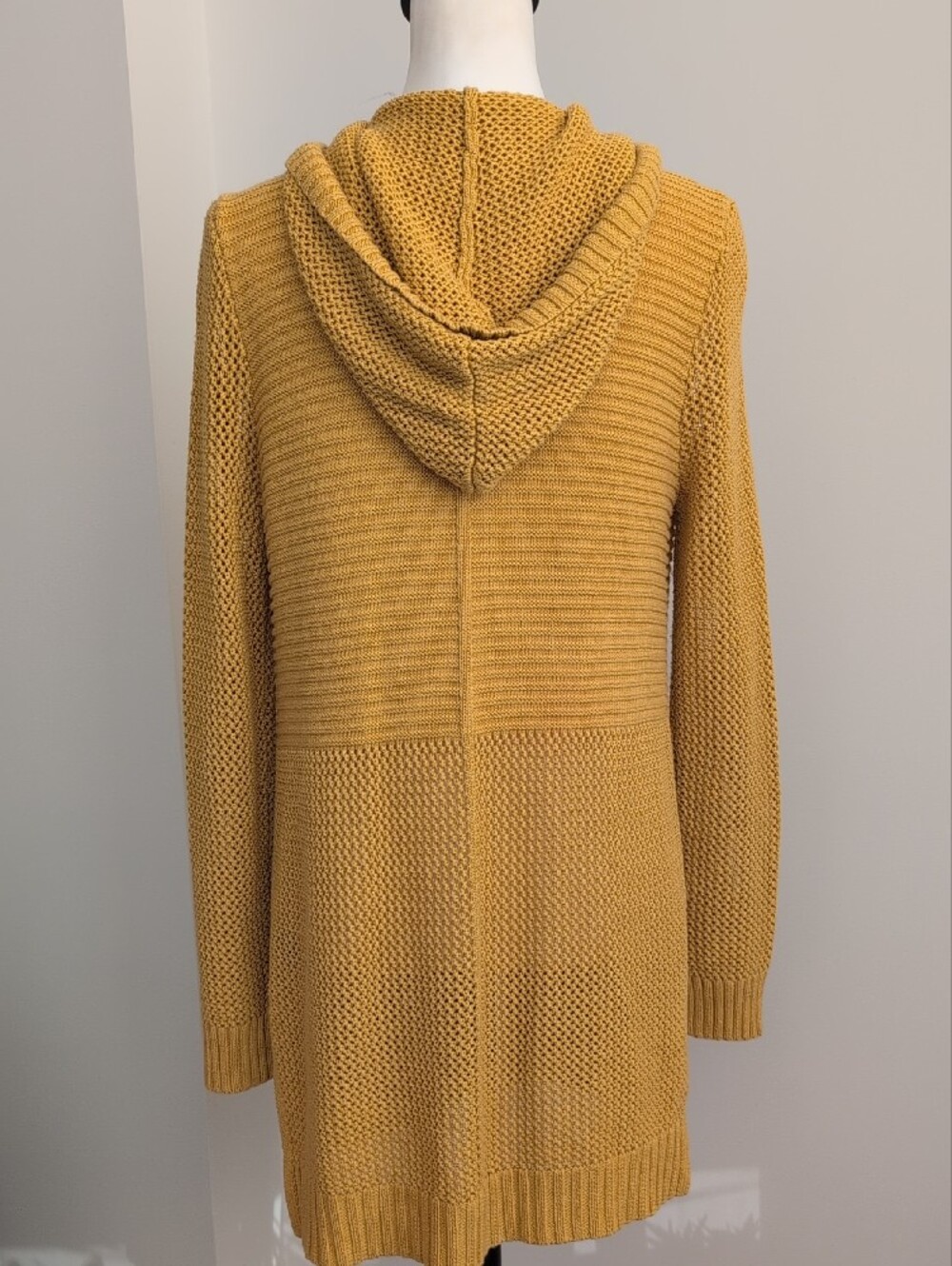 Marled Reunited Clothing Mustard Yellow Hooded Duster Cardigan - Picture 5 of 8